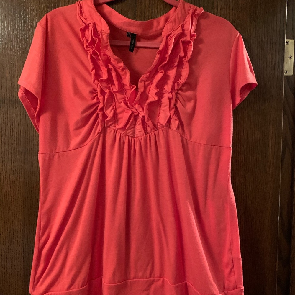 Maurice’s coral ruffle blouse